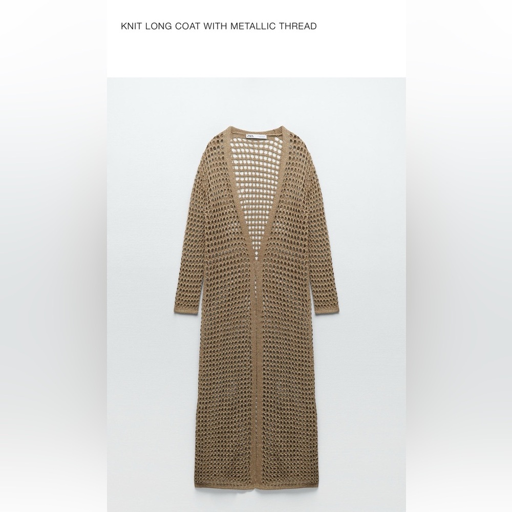 Zara Knit Long Coat/ Cardigan Metallic Thread Size S